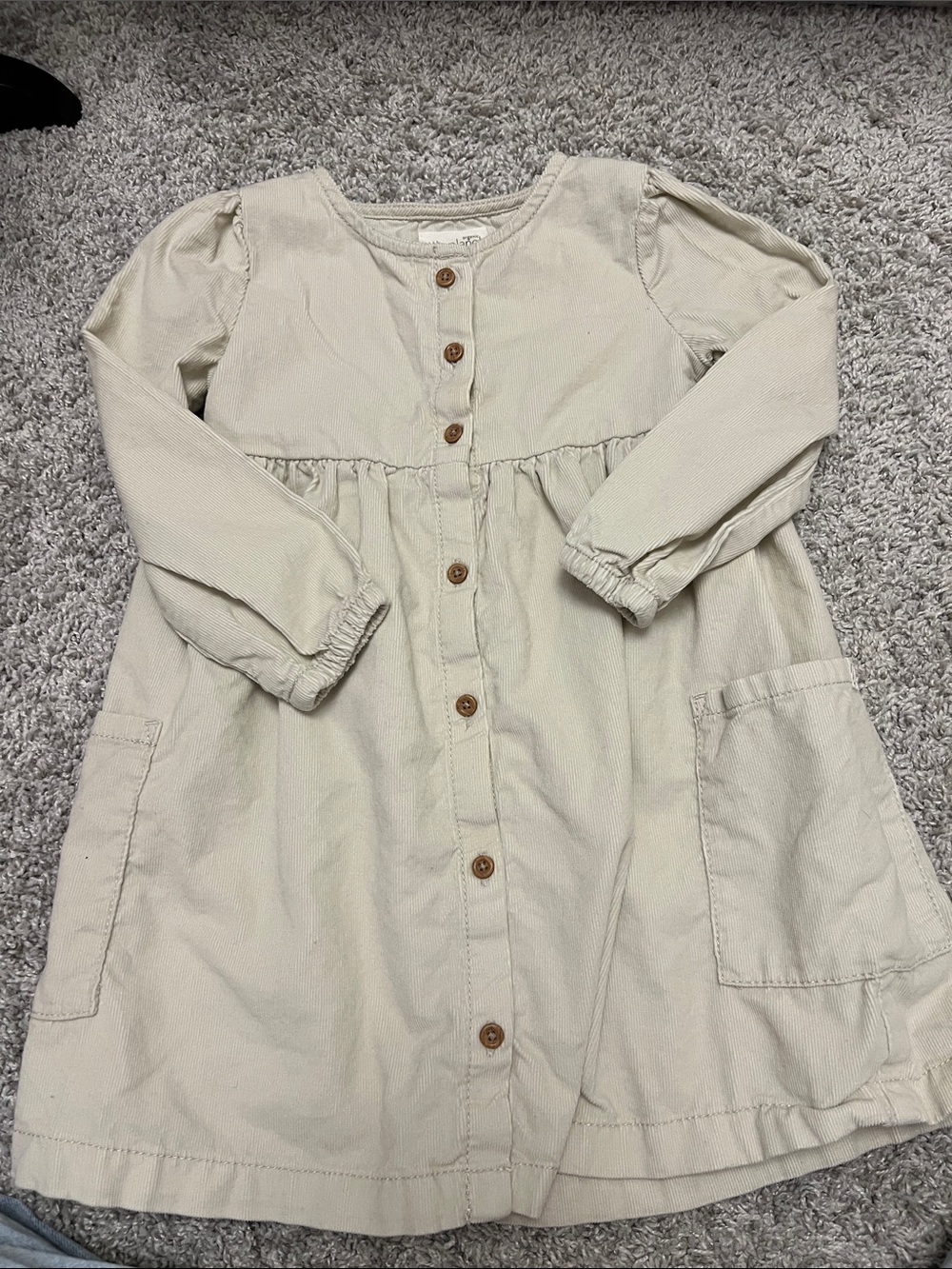Carter's Little Planet Cream Button-Front Casual Corduroy Dress